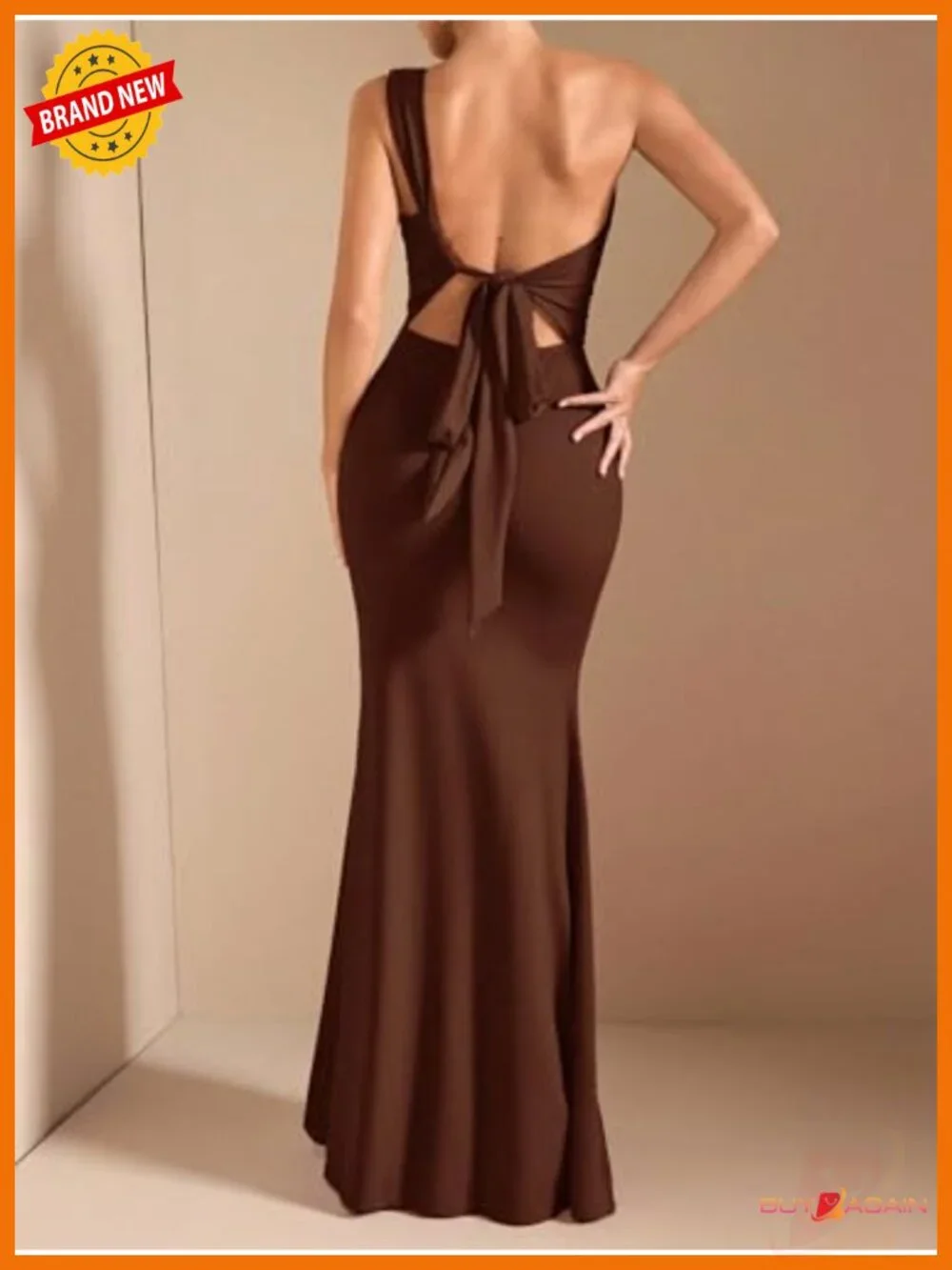 One Shoulder Maxi Formal Dress Backless Tie Mermaid Wedding Guest